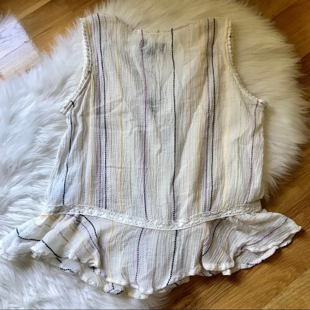 NWT Michael Stars Beach Stripe Lace Flounce Top - Picture 8 of 8